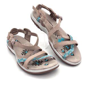 Skechers Reggae Strappy Sandals Womens Size 8 Memory Foam Aqua Southwestern